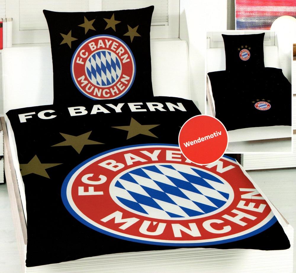 Bettwäsche FC Bayern München - Logo - schwarz - 135 x 200 cm - Mikrofaser